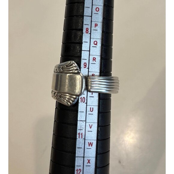 Handmade Antique Silver Plated Spoon Ring: Rogers Bros Filigree pattern - Picture 7 of 9